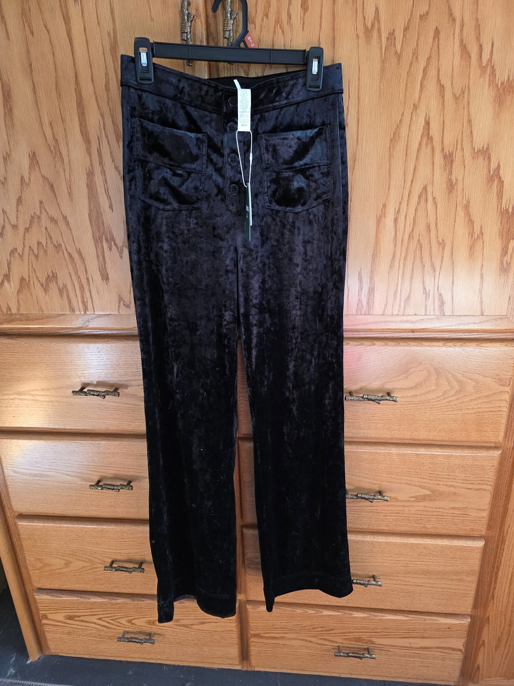 HALARA Black Velvet High-Waist Wide-Leg Pants